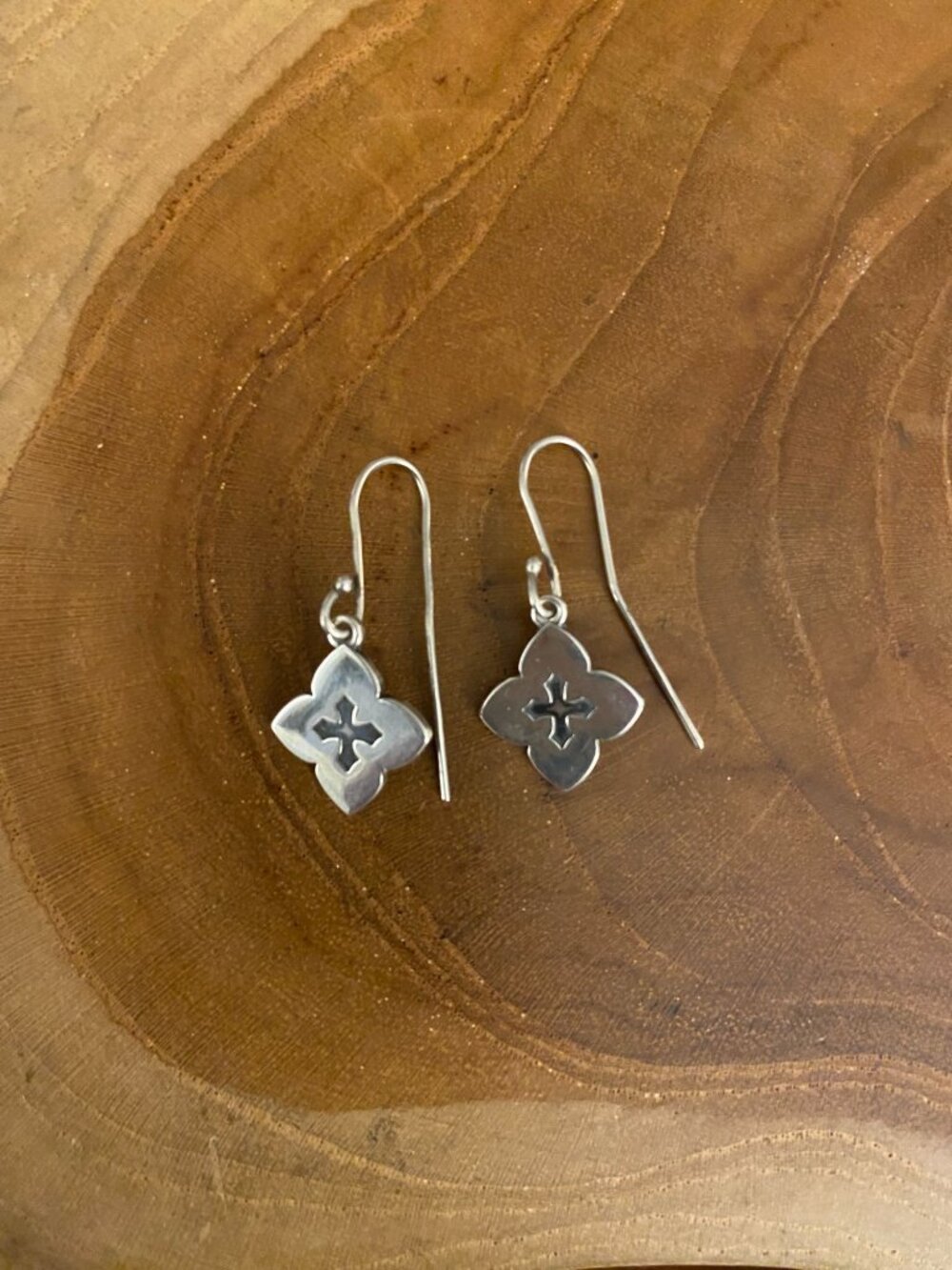 RETIRED James Avery Quatrefoil Cross Dangle Earring, Sterling Silver